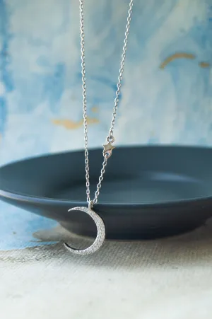 Moon And Stars Sterling Silver Chain Necklace