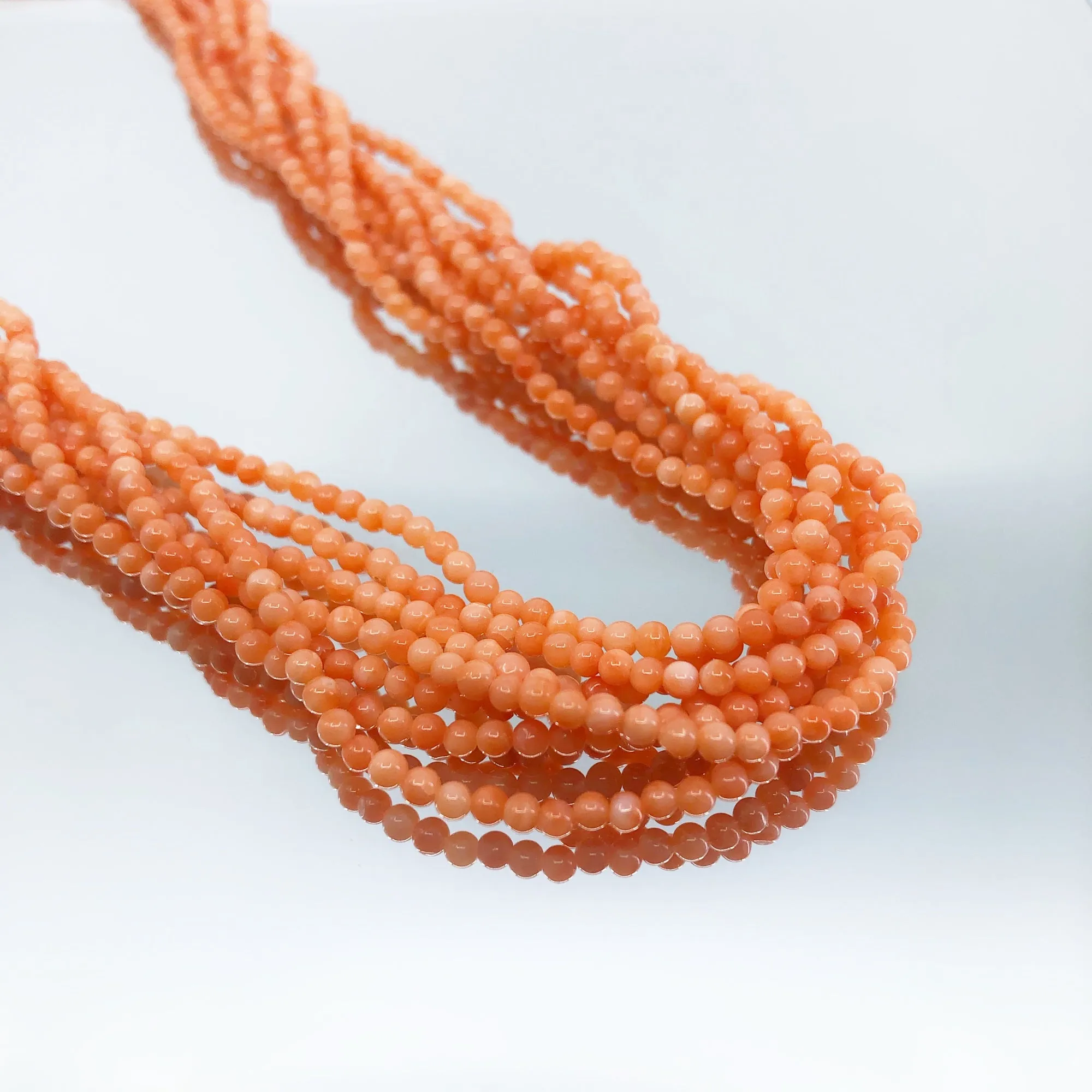 Multistrand Fine Orange Coral Necklace