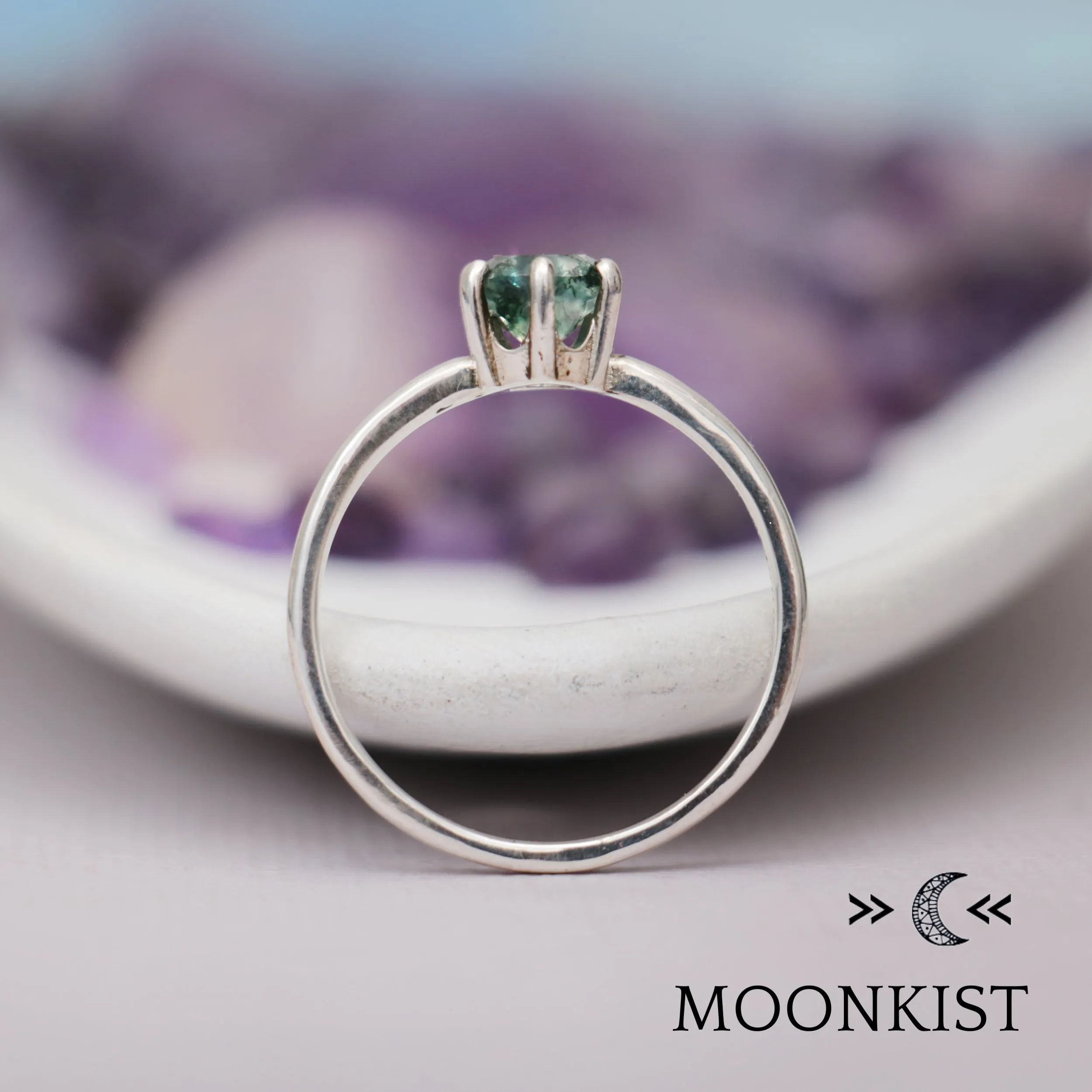 Natural Moss Agate Classic Solitaire | Moonkist Designs