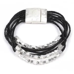 Nugget Cord Bracelet Silver