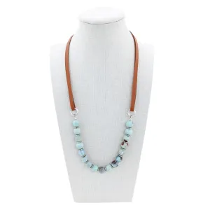 Ocean Agate & Leather Necklace