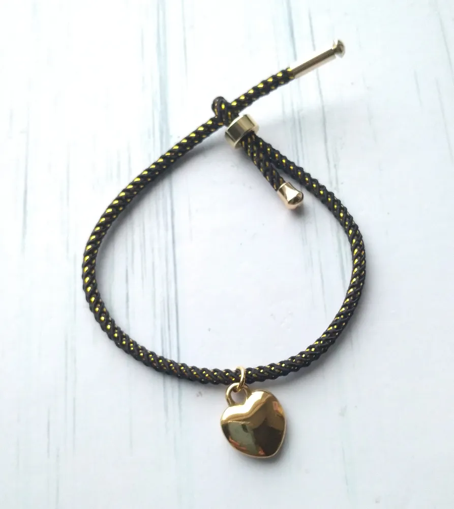 Olivia 2 Heart Metallic Cord Slider Bracelet