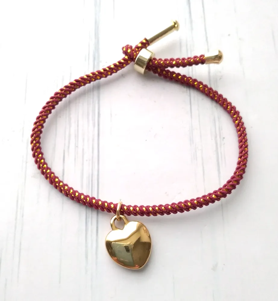 Olivia 2 Heart Metallic Cord Slider Bracelet