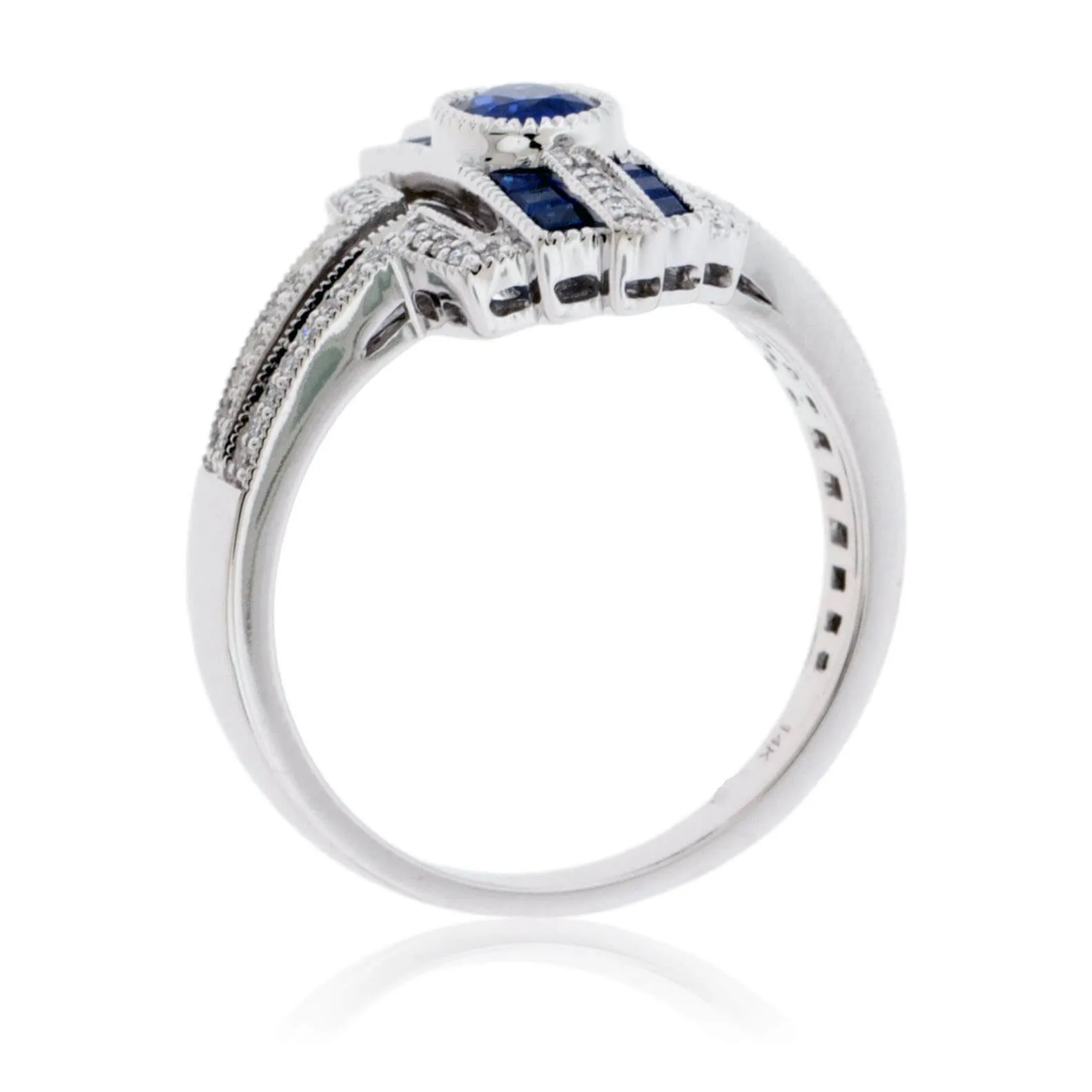 Oval Sapphire & Diamond Art Deco Style Ring