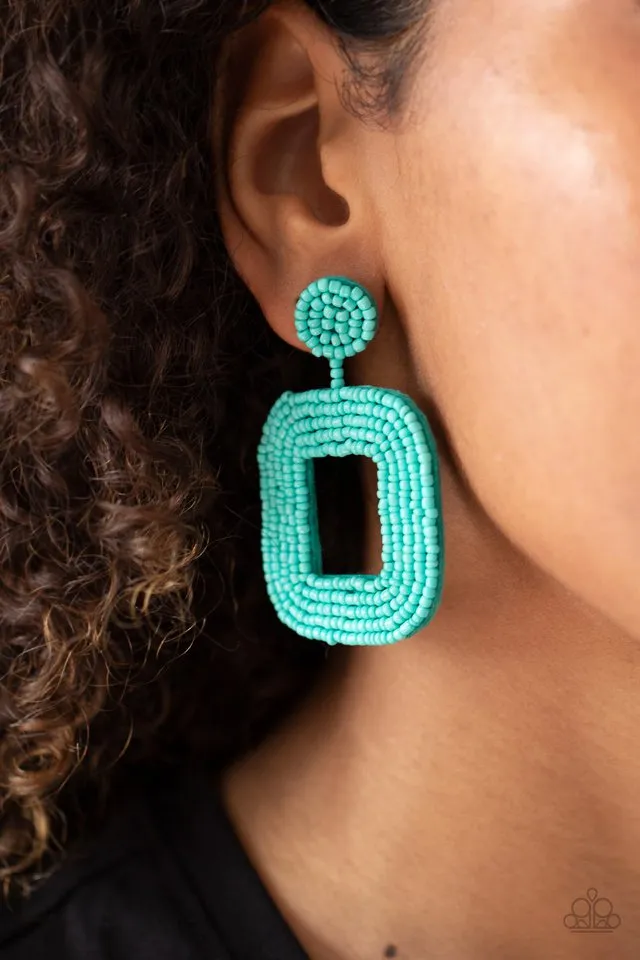 Paparazzi Earring ~ Beaded Bella - Blue