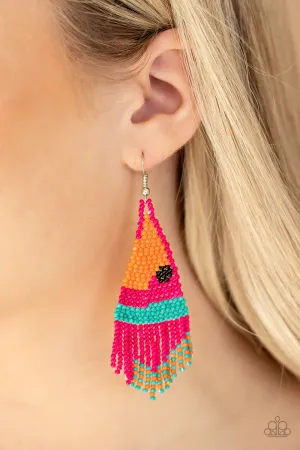 Paparazzi Earrings -   Brightly Beaded - Pink