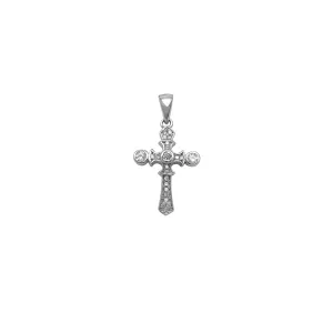 Pave Bezel Setting Cross Pendant (Silver)