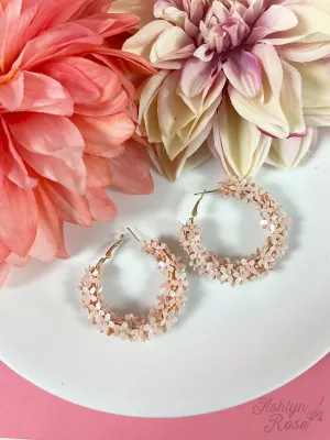 Petal Pusher Floral Hoop Earring, Blush