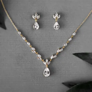 Petite Minimalist CZ Bridal Necklace Set