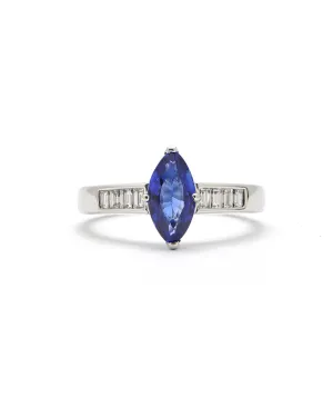 Platinum Diamond and Sapphire Ring