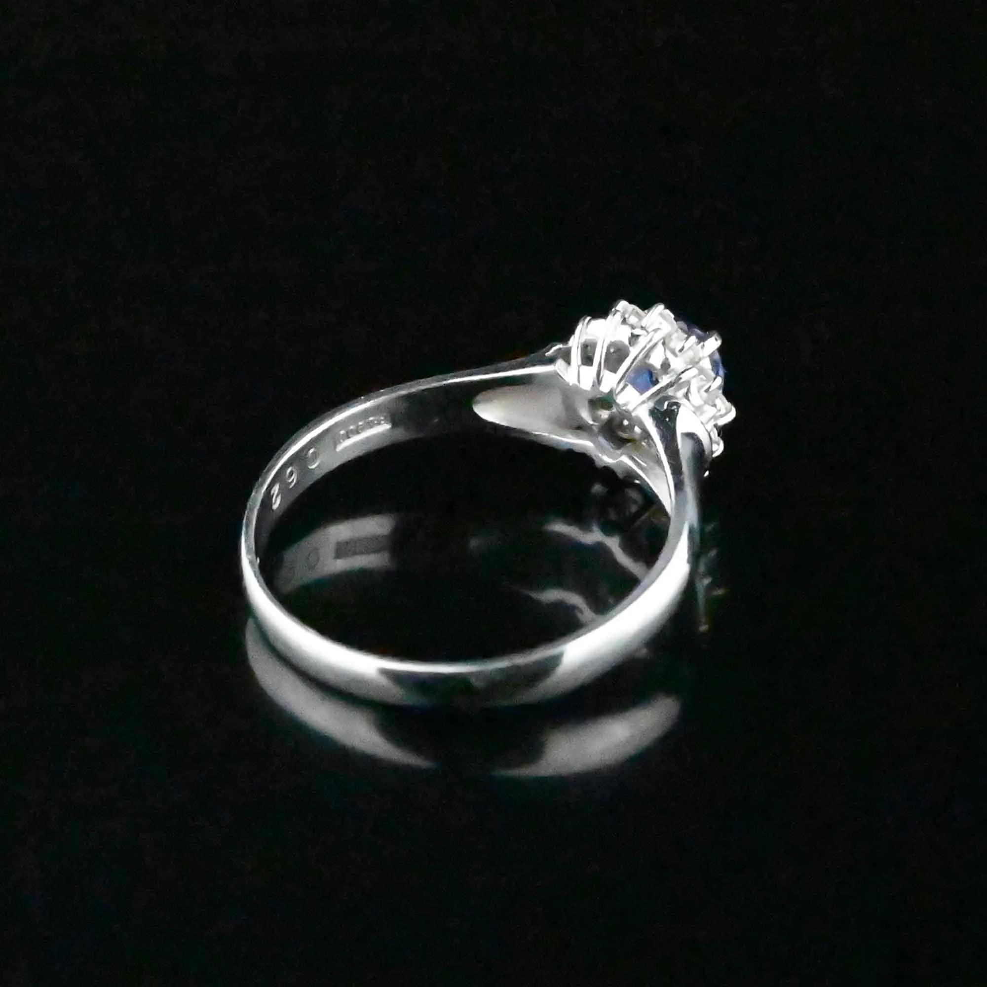 Platinum Diamond Halo Sapphire Ring, Princess Diana ON HOLD