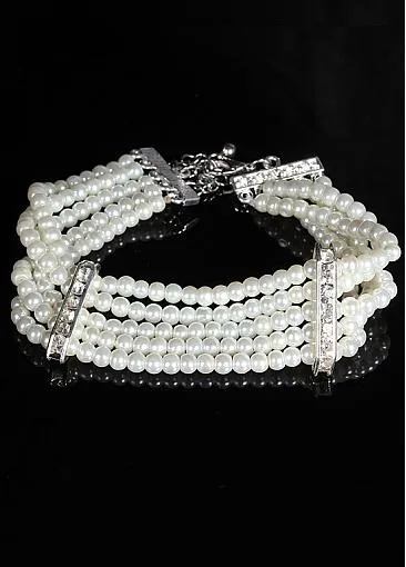 Popular Bracelets With Rhinestones & Pearls Captivating Alloy