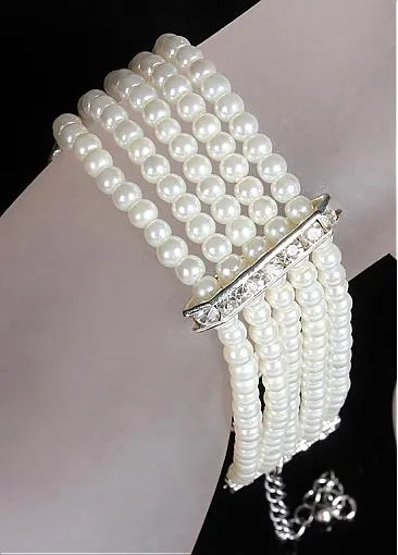 Popular Bracelets With Rhinestones & Pearls Captivating Alloy