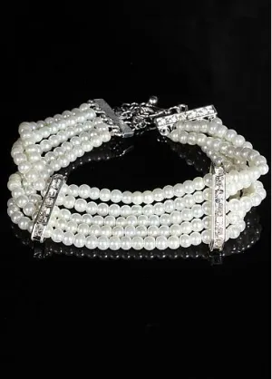 Popular Bracelets With Rhinestones & Pearls Captivating Alloy