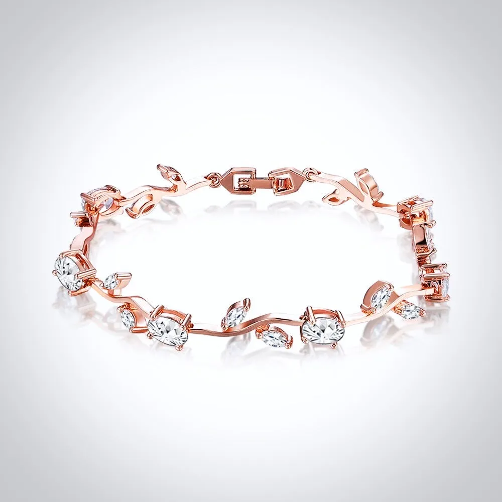 "Bethany" - Cubic Zirconia Bridal Bracelet - Available in Silver, Rose Gold and Yellow Gold