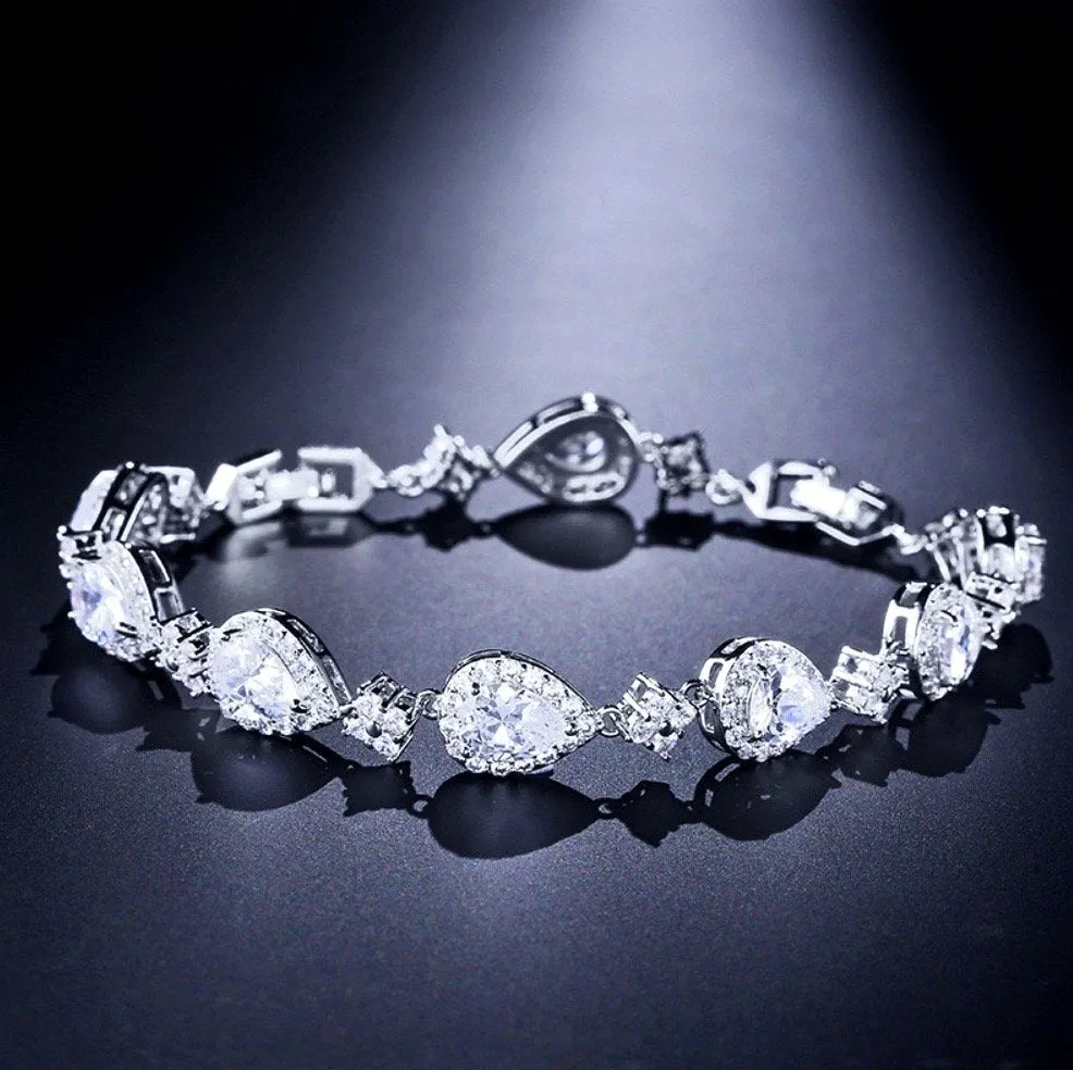 "Kay" - Cubic Zirconia Bridal Bracelet - Available in Silver, Rose Gold and Yellow Gold