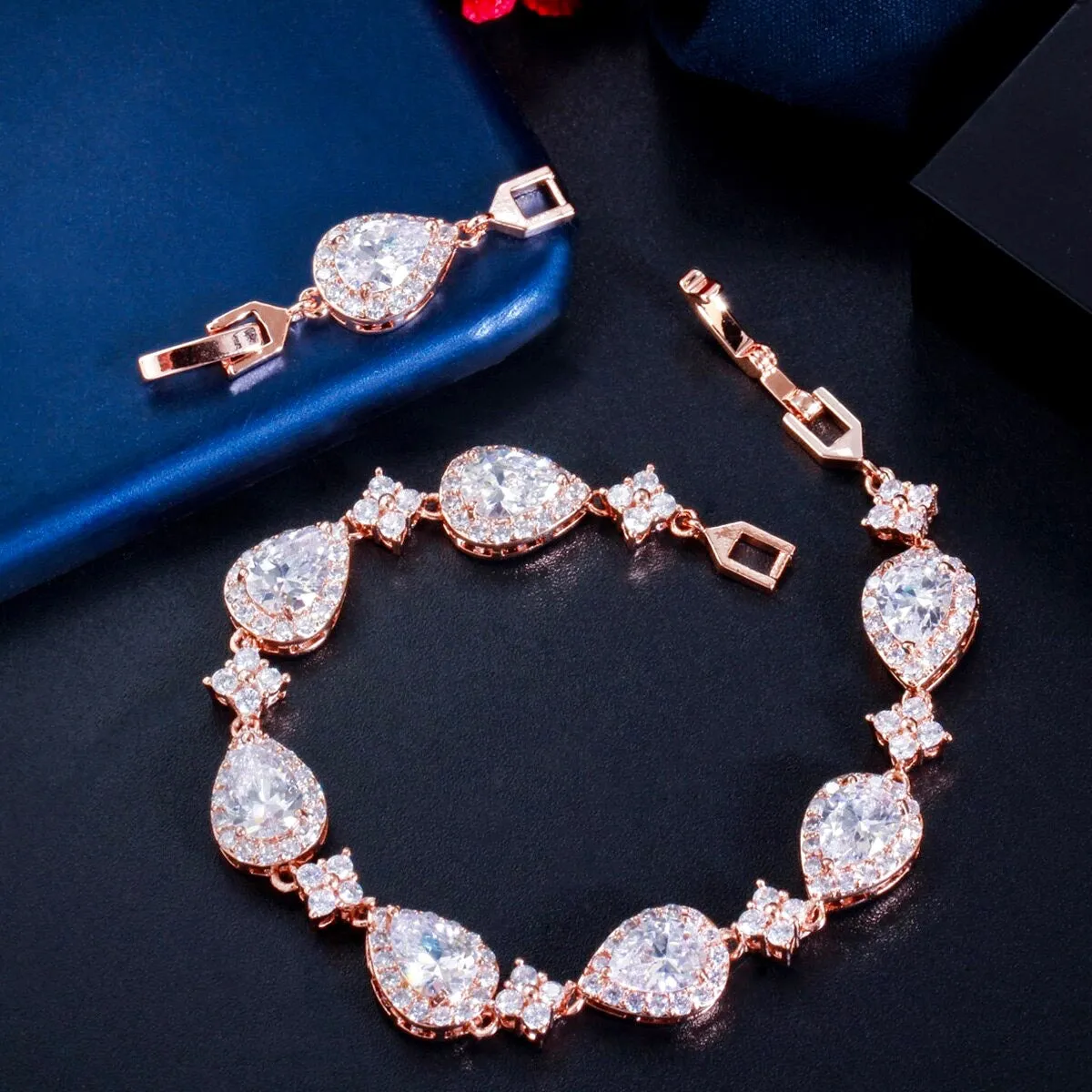 "Kay" - Cubic Zirconia Bridal Bracelet - Available in Silver, Rose Gold and Yellow Gold