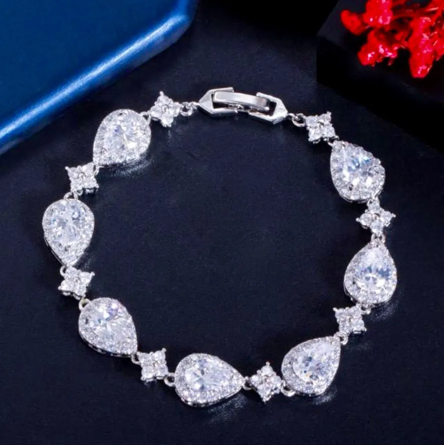 "Kay" - Cubic Zirconia Bridal Bracelet - Available in Silver, Rose Gold and Yellow Gold