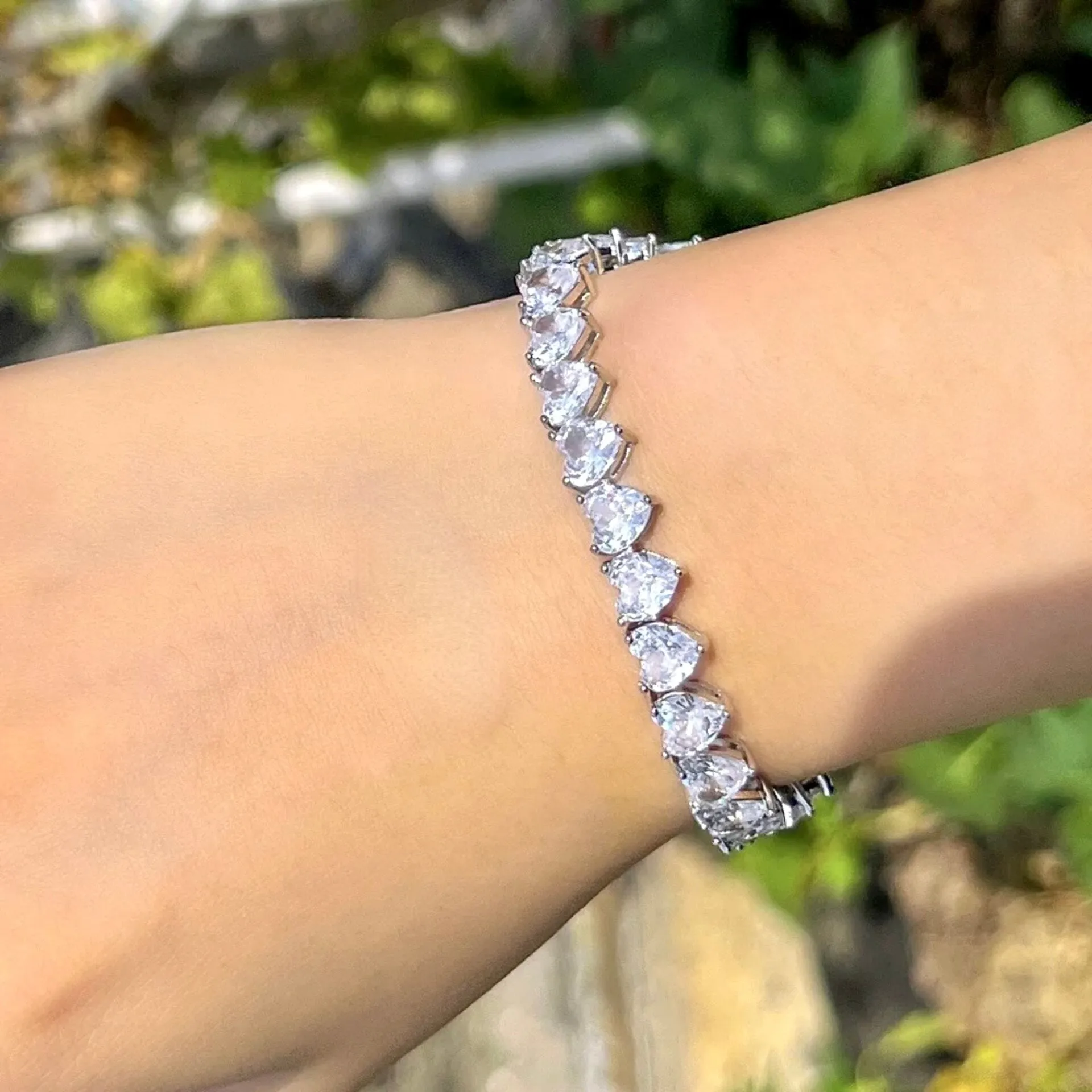 "Kristin" - Heart Cubic Zirconia Bridal Bracelet