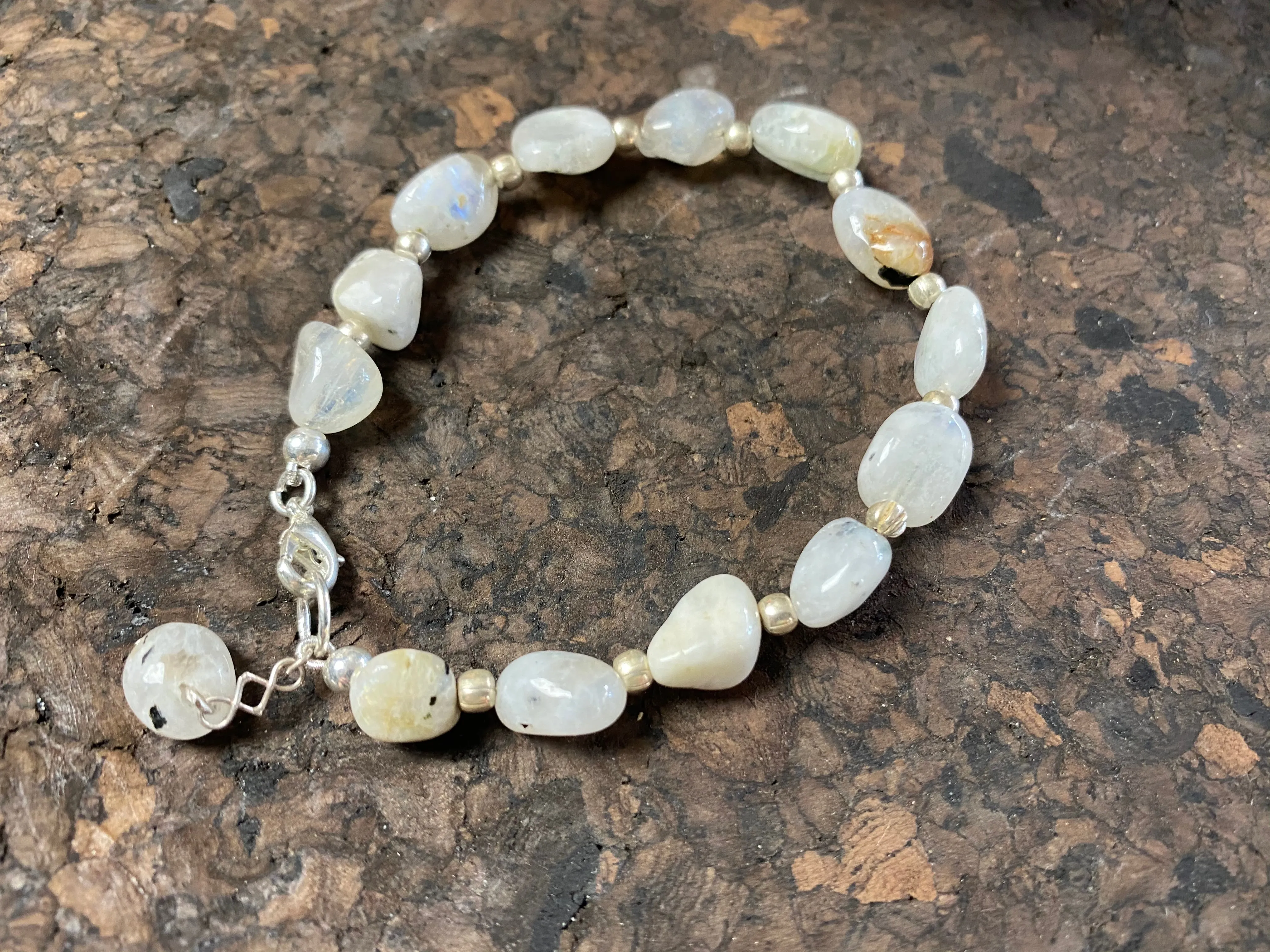 Rainbow Moonstone Silver Bracelet