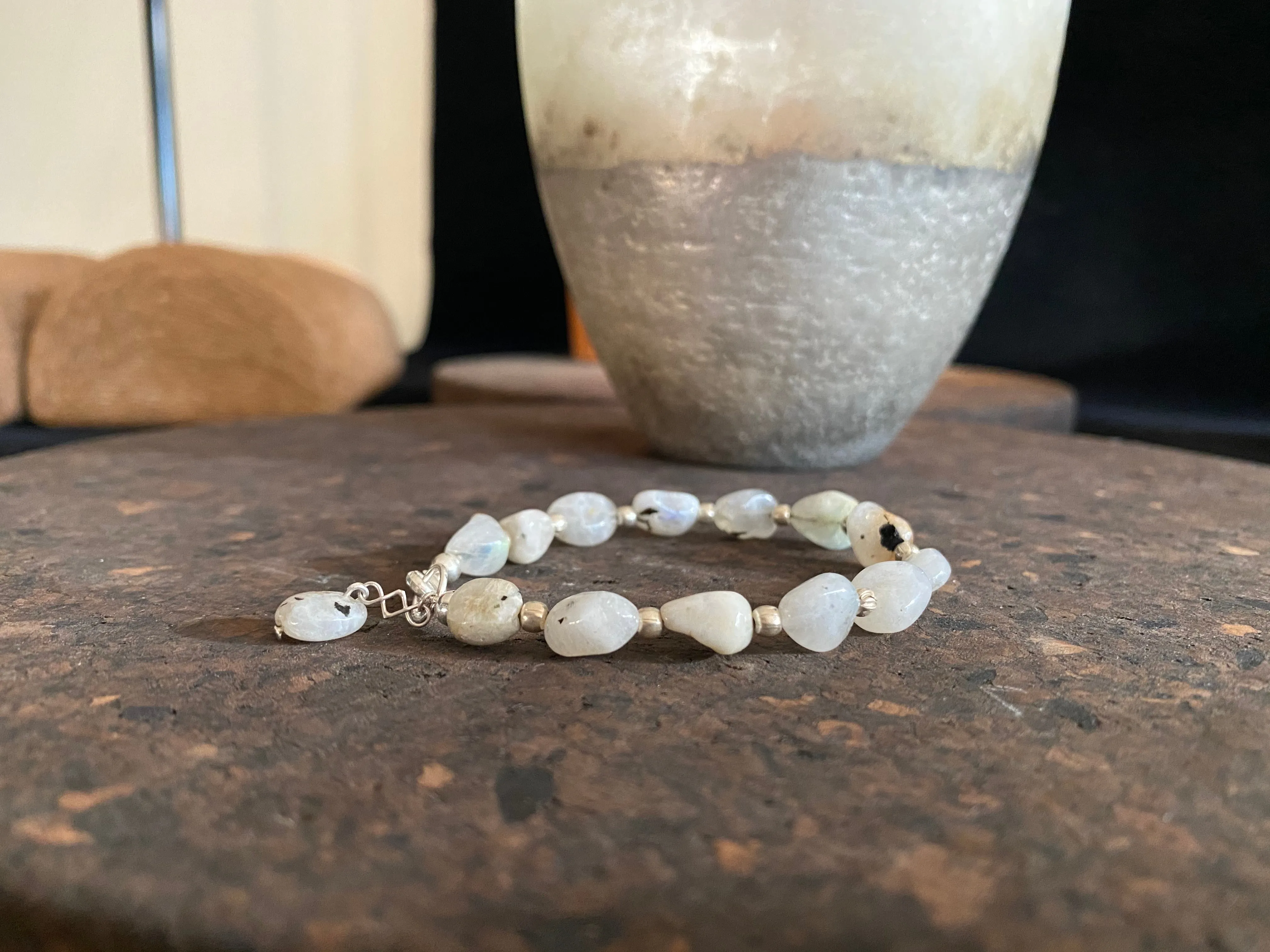 Rainbow Moonstone Silver Bracelet