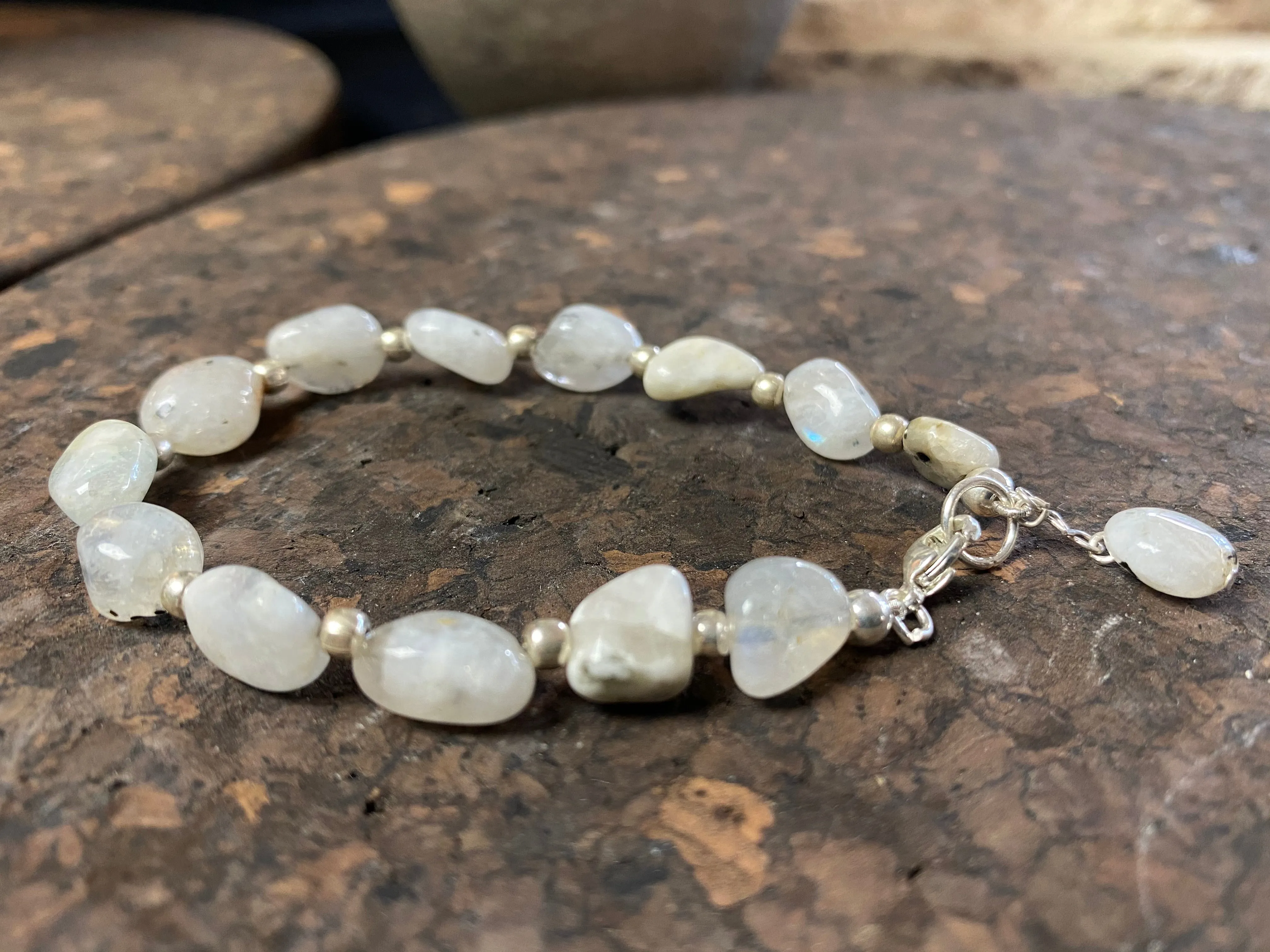 Rainbow Moonstone Silver Bracelet