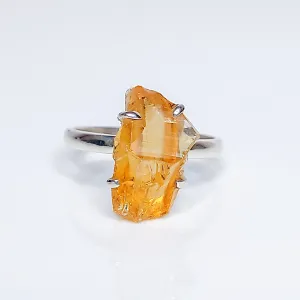 Raw Yellow Sapphire Crystal Birthstone Ring