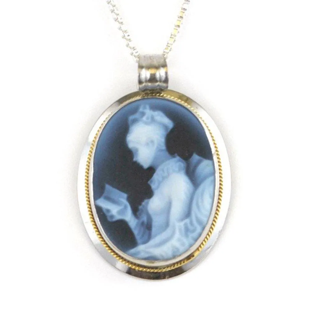 Reading Woman Cameo Necklace