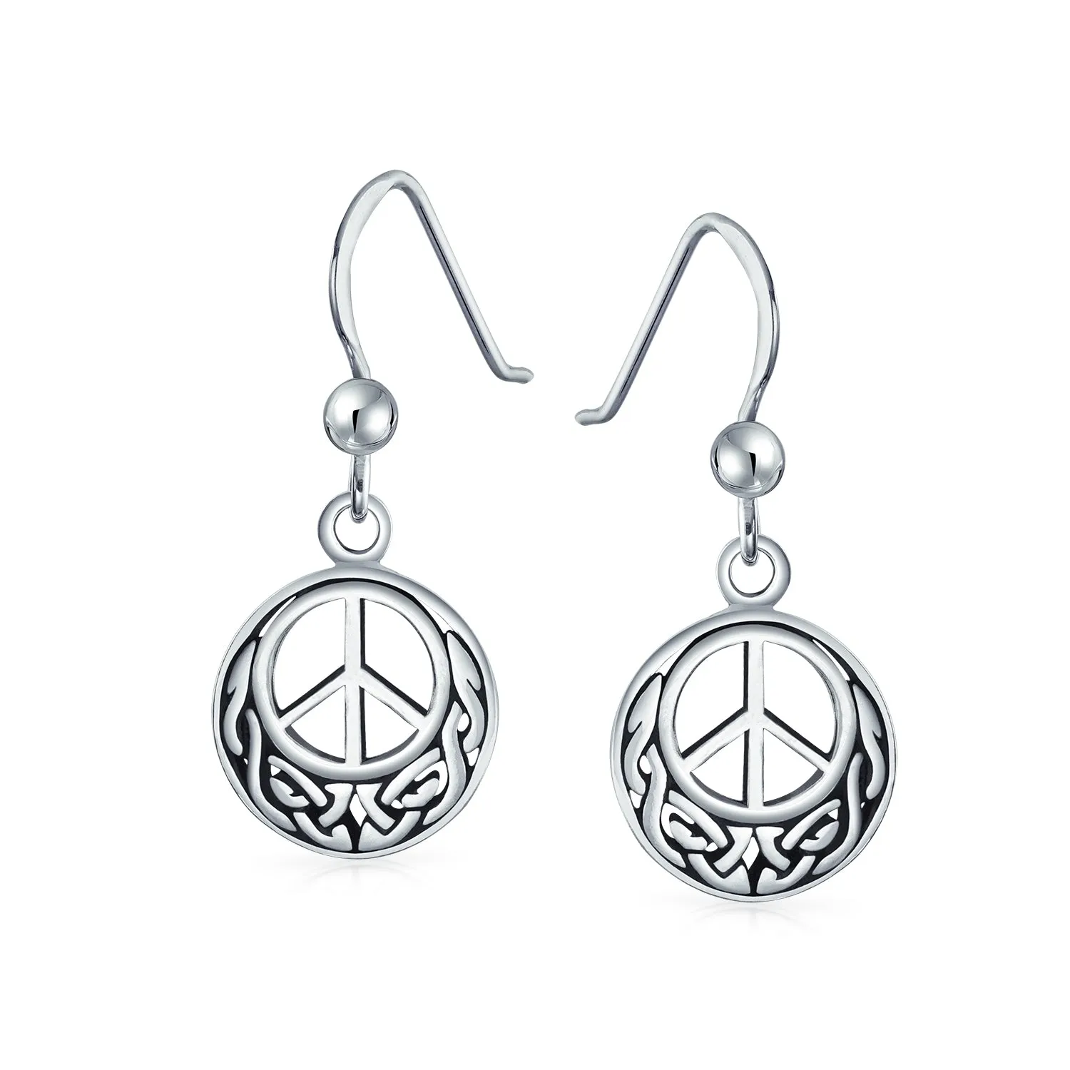 Retro Celtic Knotwork Dangle Earrings in Oxidized  Sterling Silver