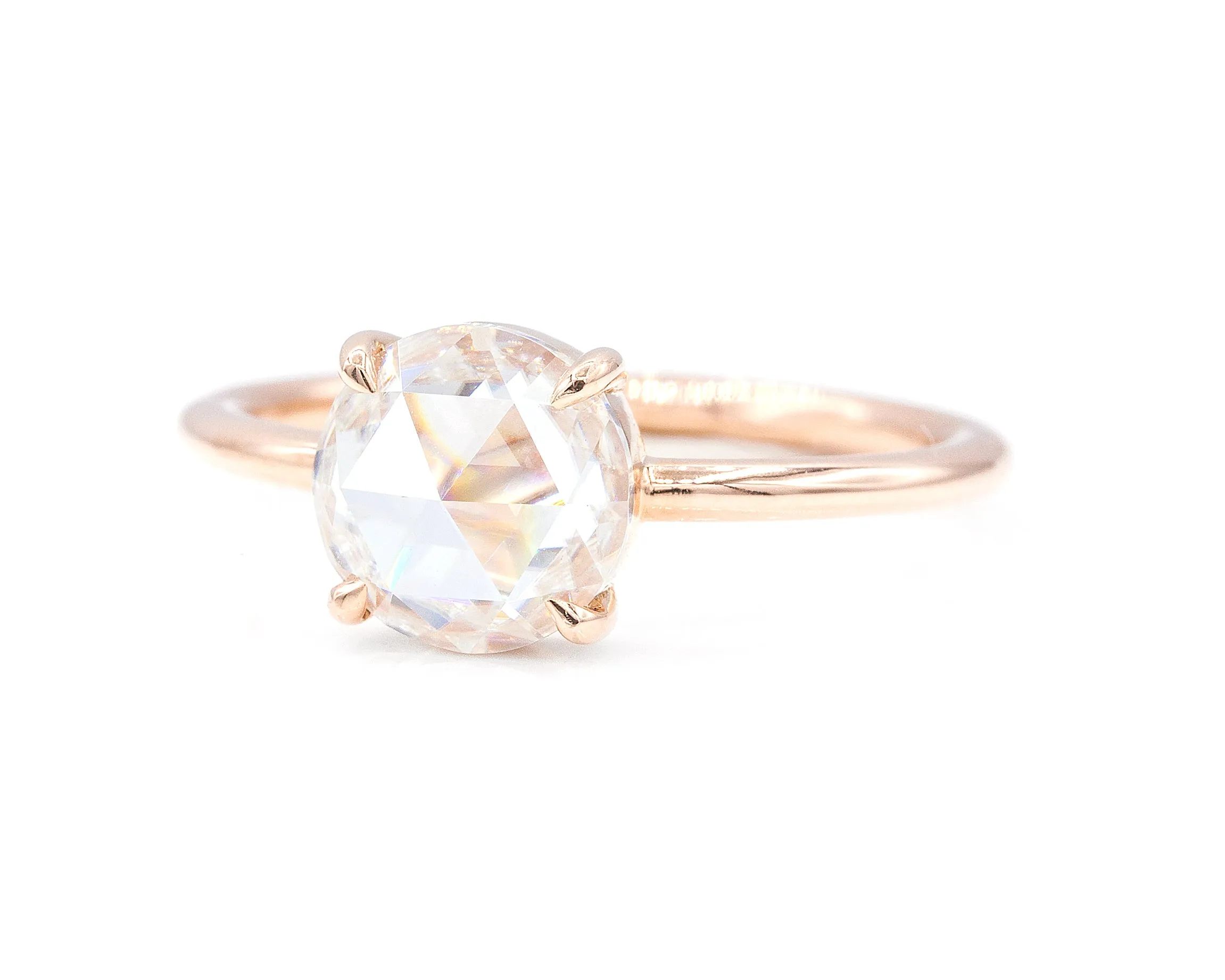 Rose Cut Round Moissanite Solitaire