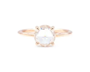 Rose Cut Round Moissanite Solitaire