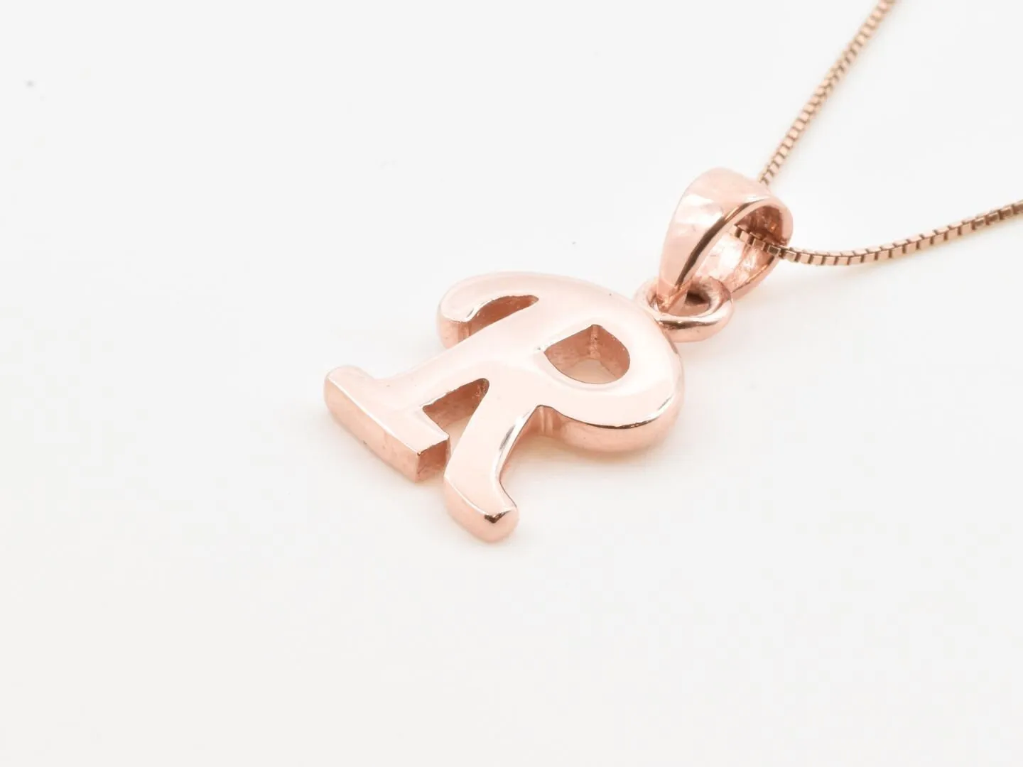 Rose Gold Letter R Pendant - Capital R Necklace - Alphabet Letter Pendant