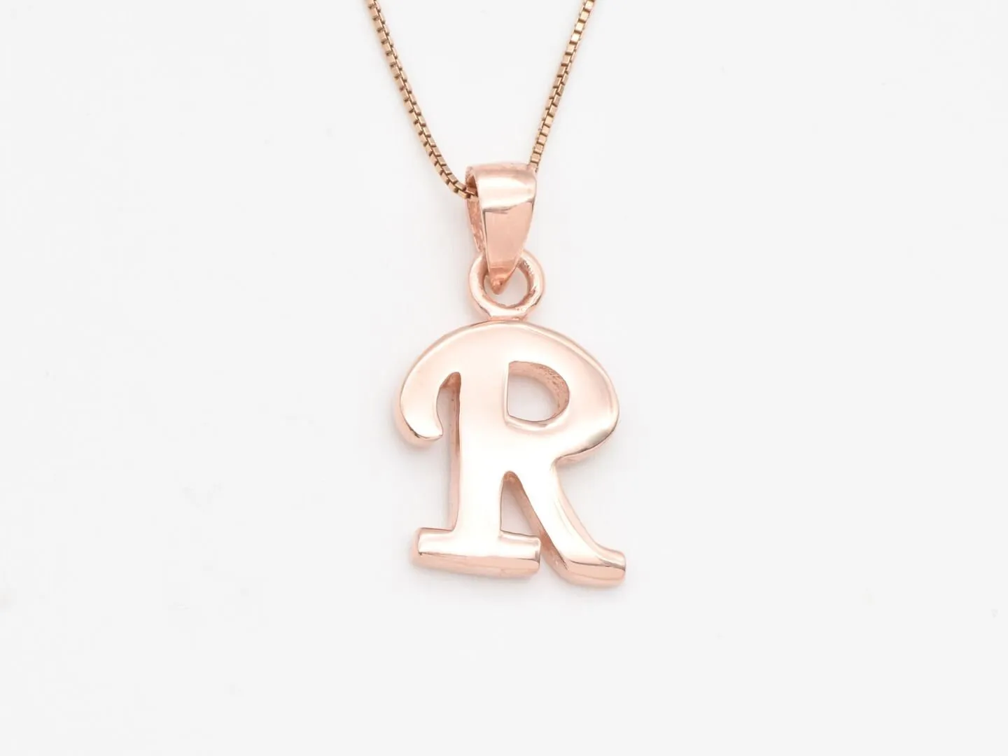 Rose Gold Letter R Pendant - Capital R Necklace - Alphabet Letter Pendant