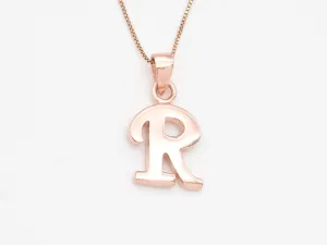 Rose Gold Letter R Pendant - Capital R Necklace - Alphabet Letter Pendant