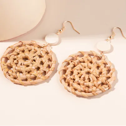 Round Weave Dangly Earrings #B-048