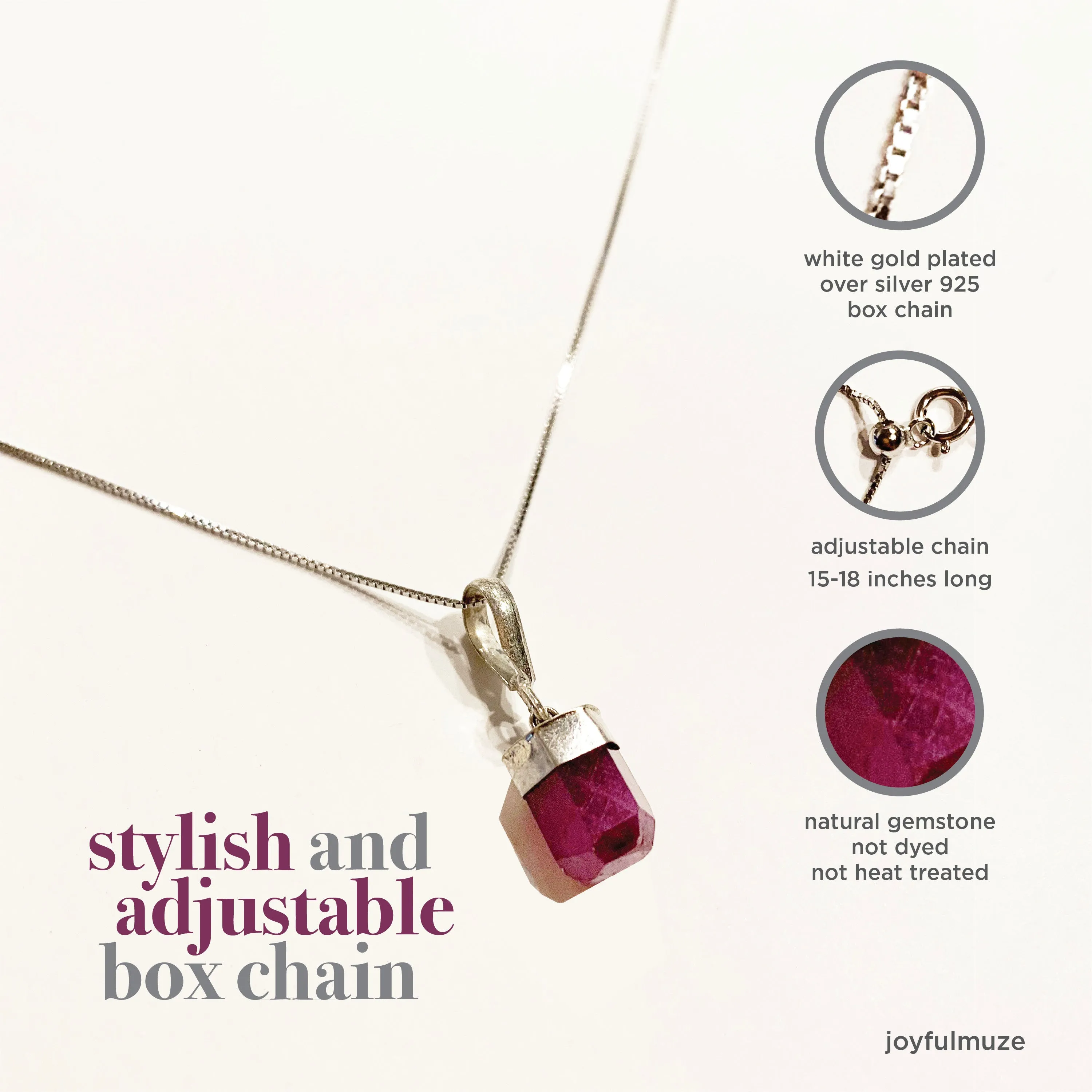 Ruby Box Chain Necklace