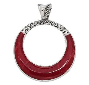 Samuel B. Sterling Silver Round Coral Open Pendant (91666)