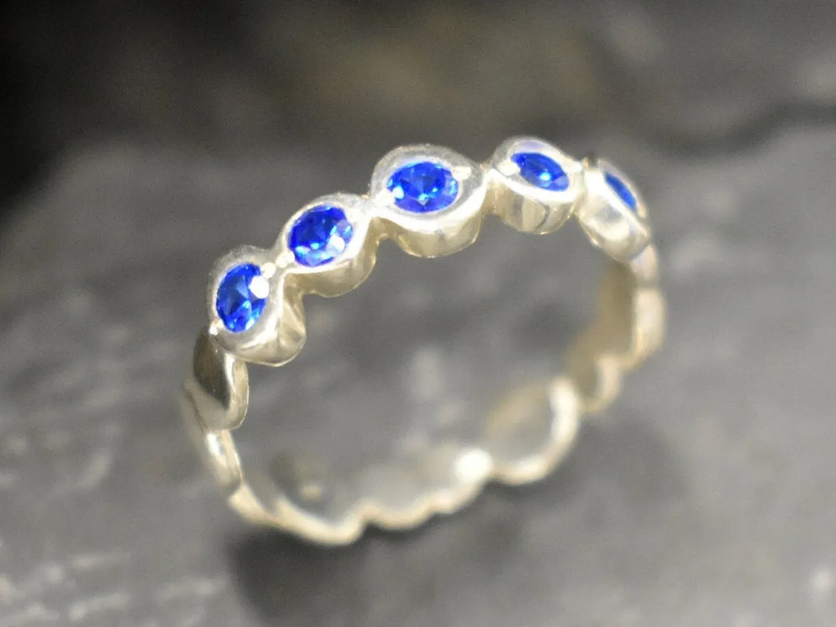 Sapphire Ring - Blue Eternity Ring - Vintage Bubble Ring