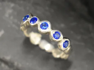 Sapphire Ring - Blue Eternity Ring - Vintage Bubble Ring