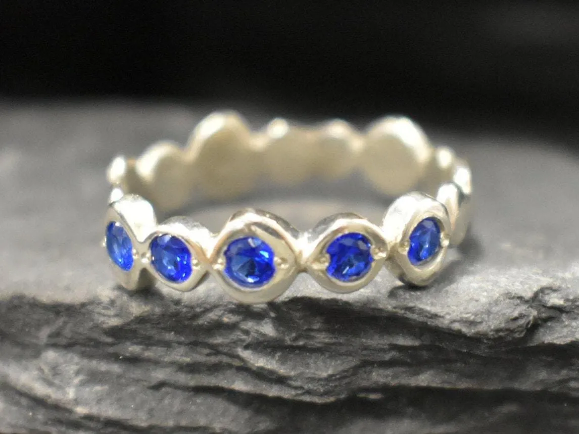 Sapphire Ring - Blue Eternity Ring - Vintage Bubble Ring