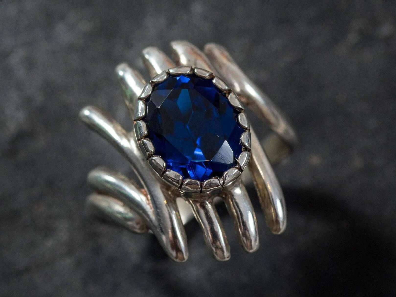 Sapphire Statement Ring - Blue Gemstone Ring - Solitaire Sapphire Ring