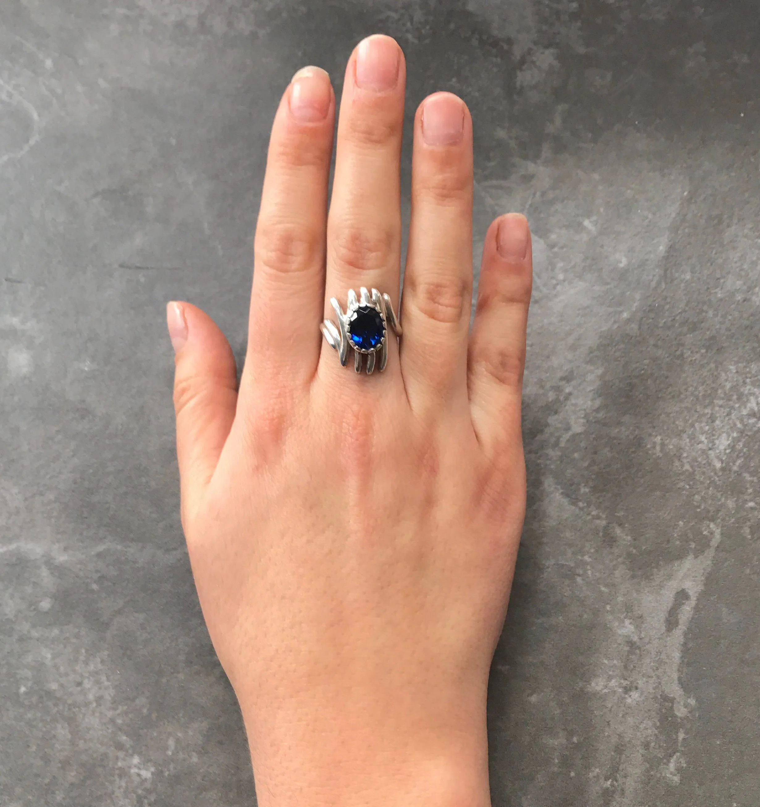 Sapphire Statement Ring - Blue Gemstone Ring - Solitaire Sapphire Ring