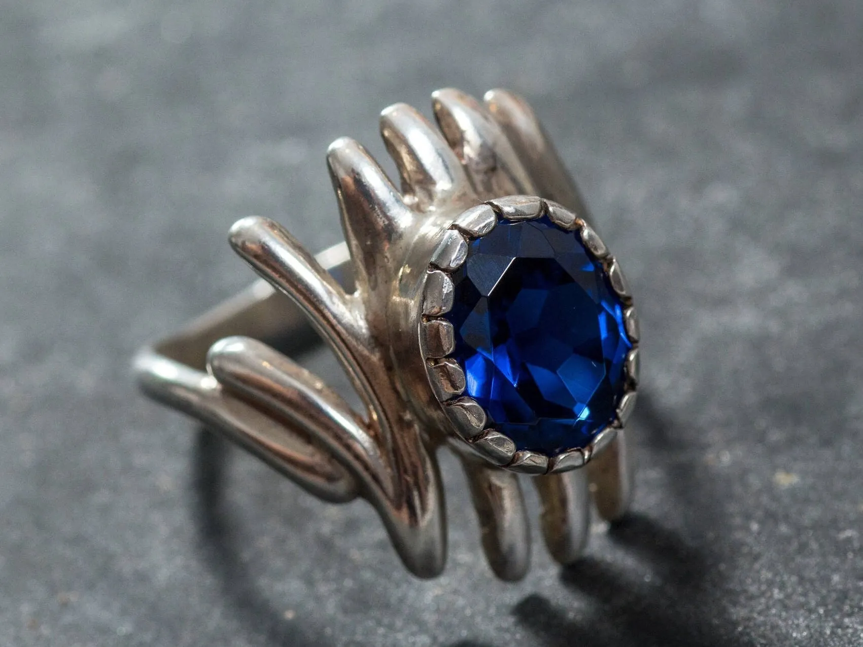 Sapphire Statement Ring - Blue Gemstone Ring - Solitaire Sapphire Ring