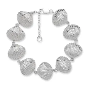 Scallop Sea Shell .925 Sterling Silver Adjustable Link Bracelet