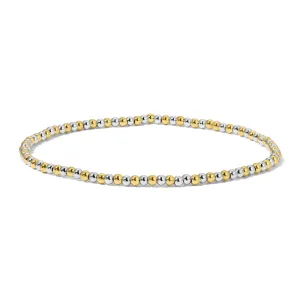 Silver & Gold Mixed Round Bead Bracelet 4mm