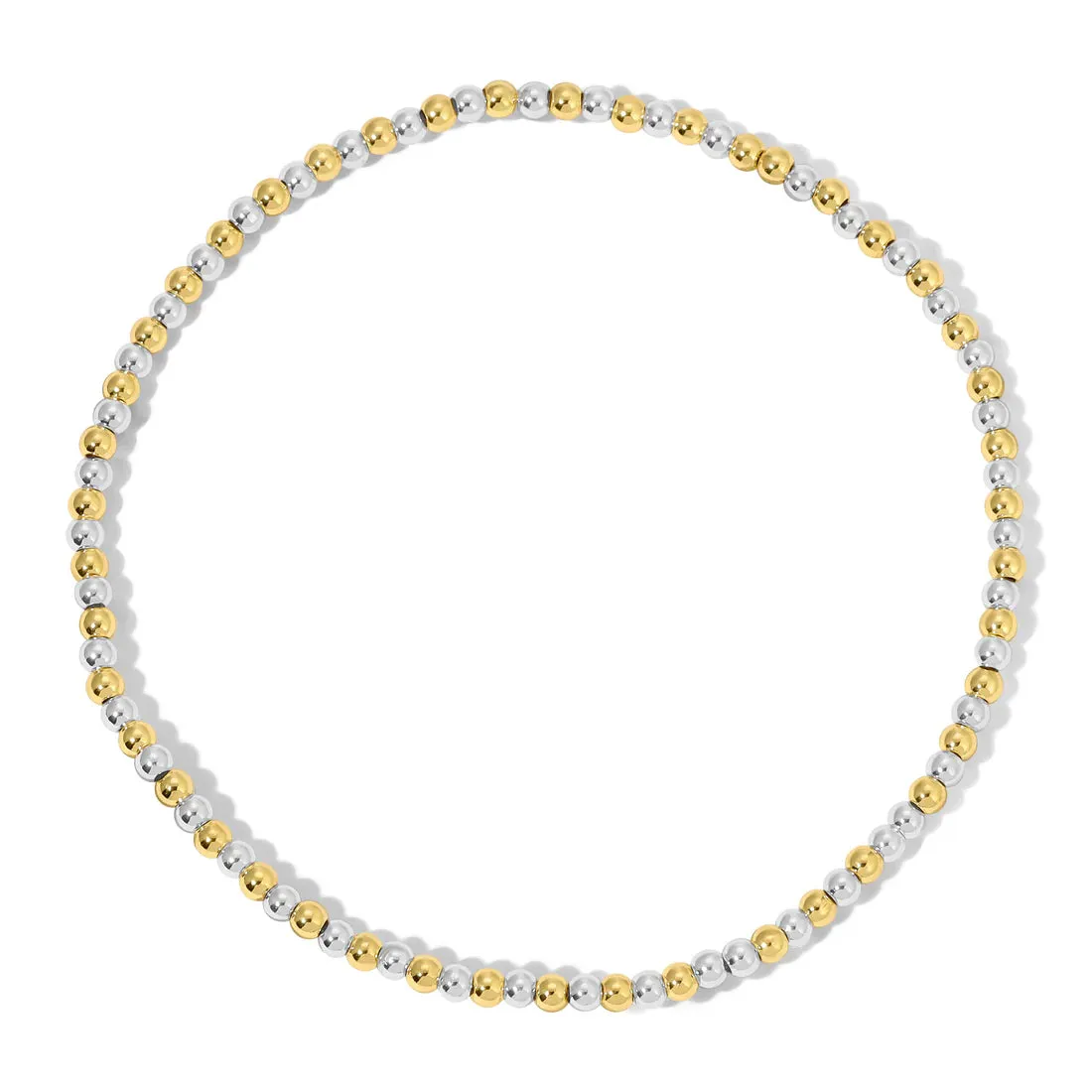 Silver & Gold Mixed Round Bead Bracelet 4mm