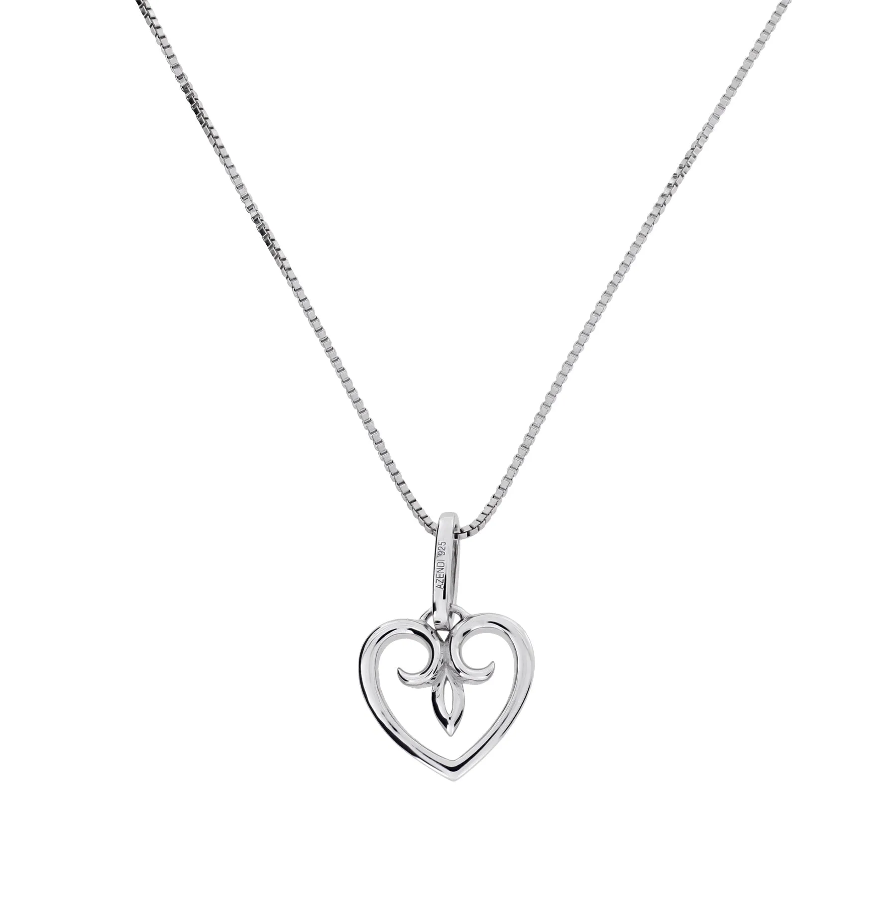 Silver Fleur de Lis Heart Pendant