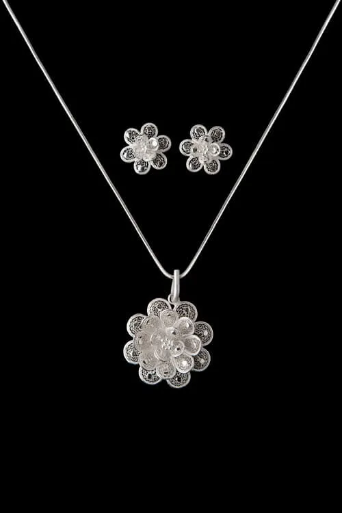 Silver Linings "Floral Magic" Silver Filigree Handmade Pendant Set