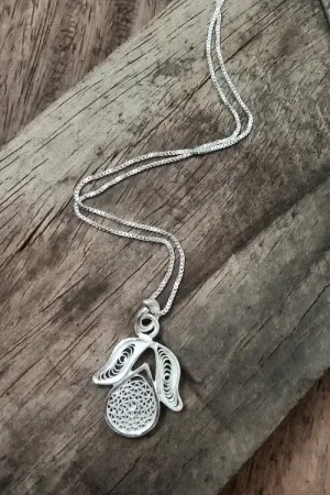 Silver Linings "Tulip" Silver Filigree Handmade Pendant and Chain