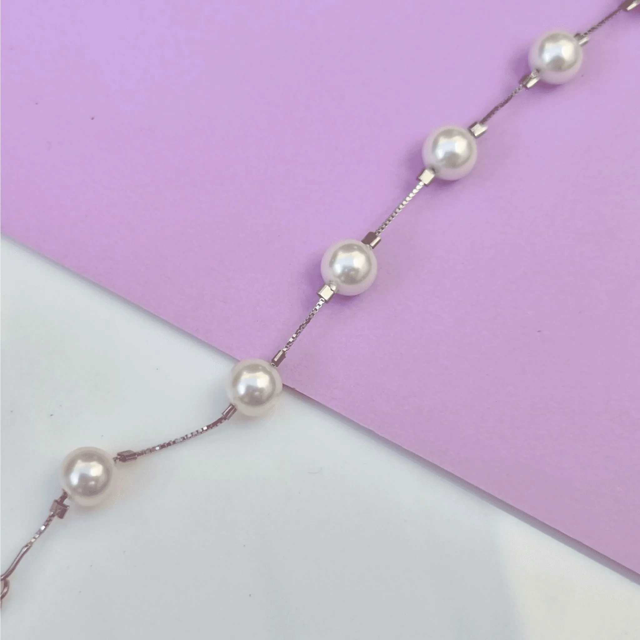 Silver Pearl Balls Adjustable Bracelet